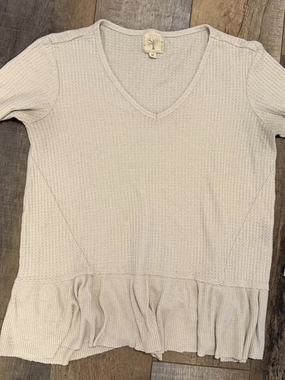 Womens M Color Tree Long Sleeve Beige Blouse